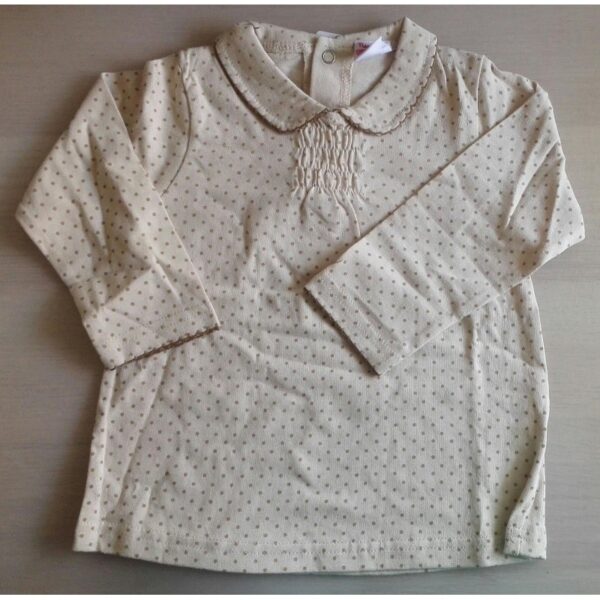 Blusa cuello bebé y estampado topitos-ALM-BGI01334