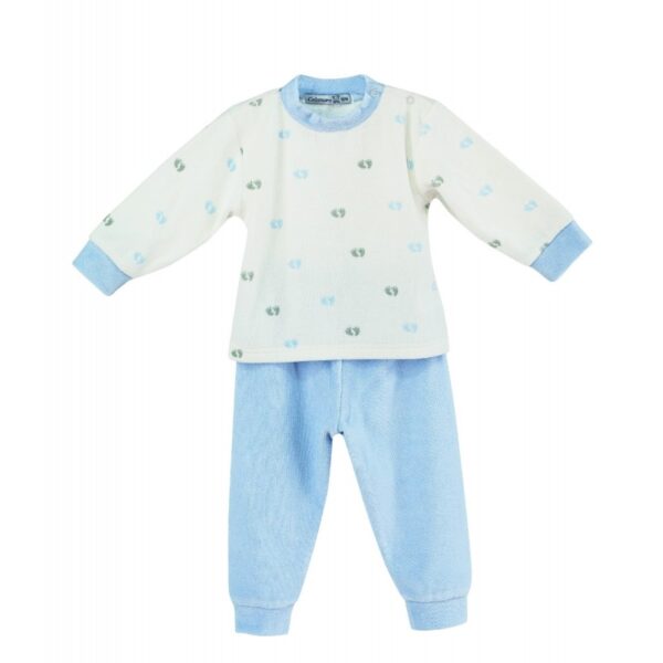 Pijama largo huellas azul