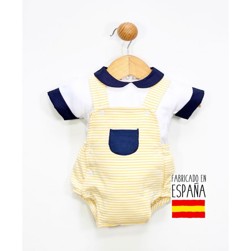 peto corto estampado rayas y camiseta cuello bebé Tony Bambino