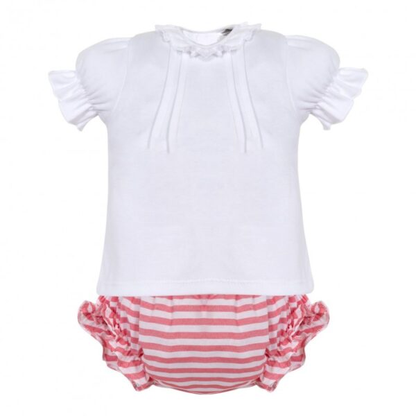 Conjunto 2 piezas corto bebe niña( camiseta + cubrepañal )-MN8558-Minhon