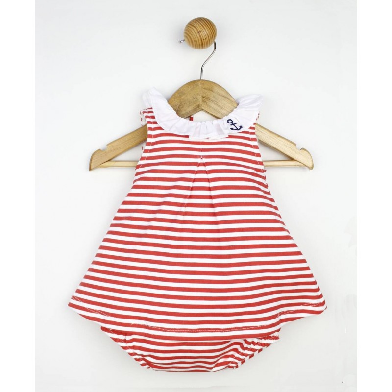 Vestido cuello volante y cubrepañal