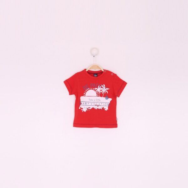 Conjunto niño pantalón corto y camiseta rojo/rayas azules-ALM-190010-Street Monkey