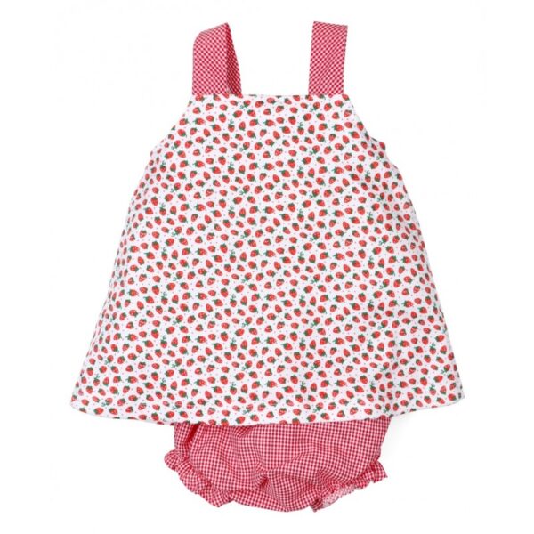 Conjunto Camiseta Tirante Ancho Fresas y Cubrepañal Vichy - Imagen 2