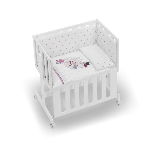 Minicuna colecho madera blanca Minana + coordinado Amoroso