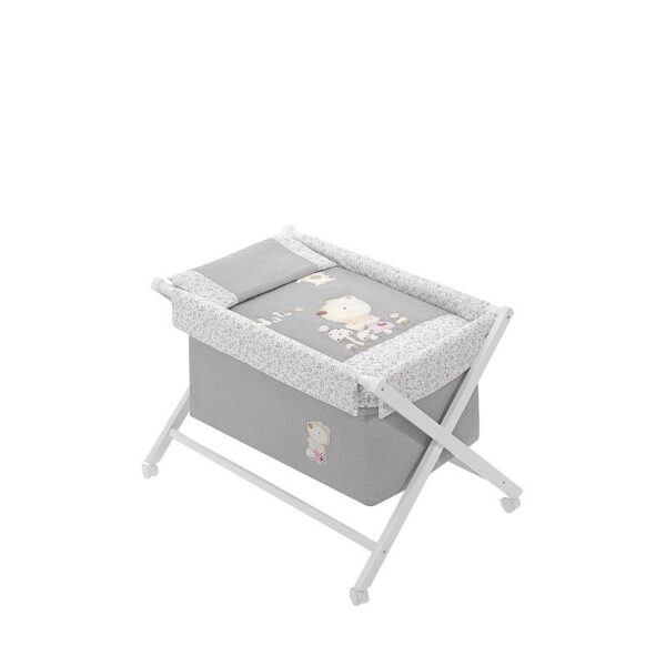 Minicuna madera tijera plegable+textil Nature-Interbaby