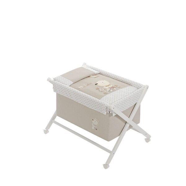 Minicuna madera tijera plegable+textil Nature-Interbaby - Imagen 2