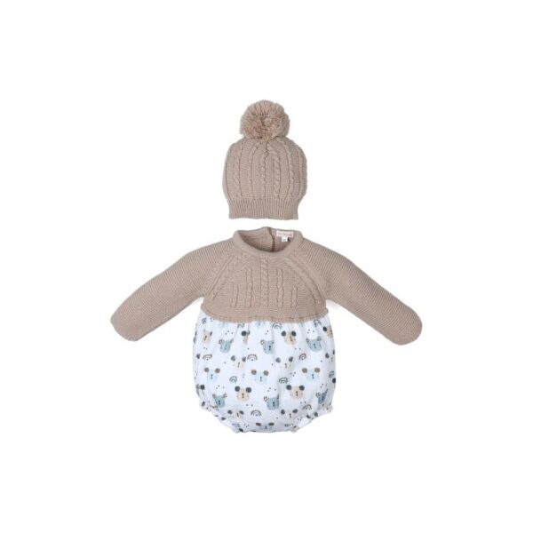 Conjunto 2 piezas pelele manga larga bebé tejido combinado bears-30203-Tony Bambino