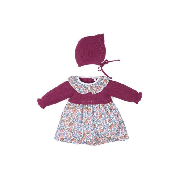 Conjunto 2 piezas vestido manga larga bebé tejido combinado flowers-30195-Tony Bambino