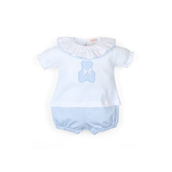 Conjunto corto mudita algodón Osito cuello volante