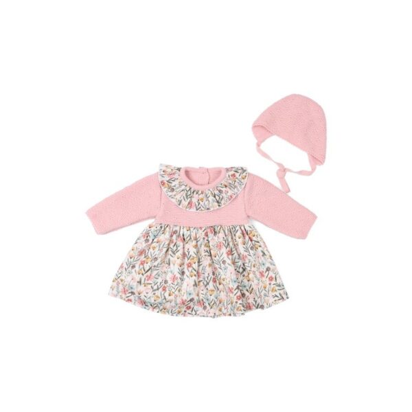 Conjunto vestido manga larga tejido combinado y capota-28307-Tony Bambino