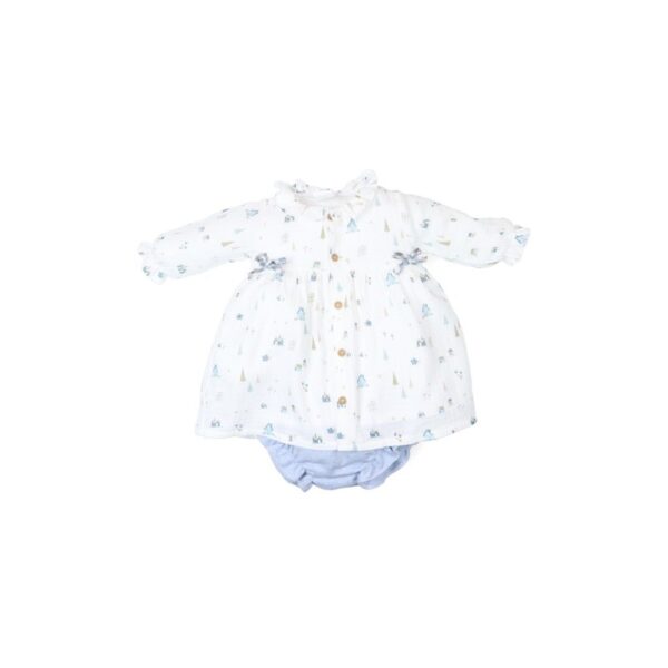 Vestido de manga larga estampado y cubrepañal para bebé niña-28216-Tony Bambino