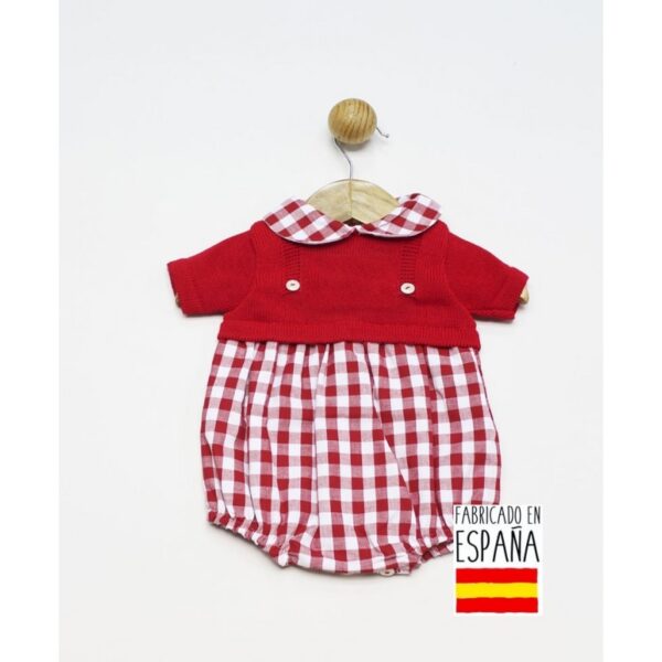 Pelele Corto Estampado Vichy con Cuello Bebé - TONY BAMBINO - Imagen 3
