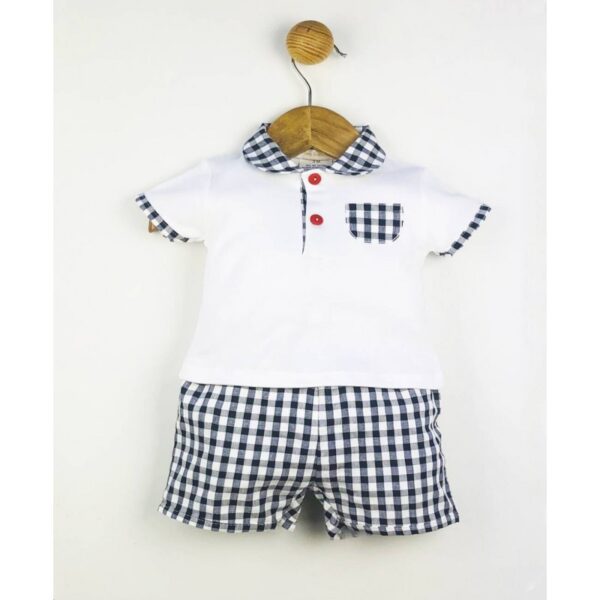 Conjunto corto 2 piezas bebé estampado vichy-ALM-23086-TONY BAMBINO - Imagen 2