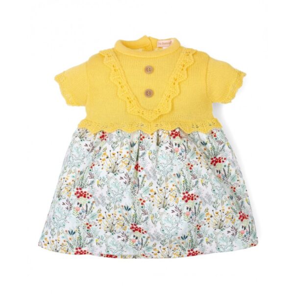 Vestido manga corta tejido combinado punto y tela estampado floral-Tony Bambino - Imagen 2