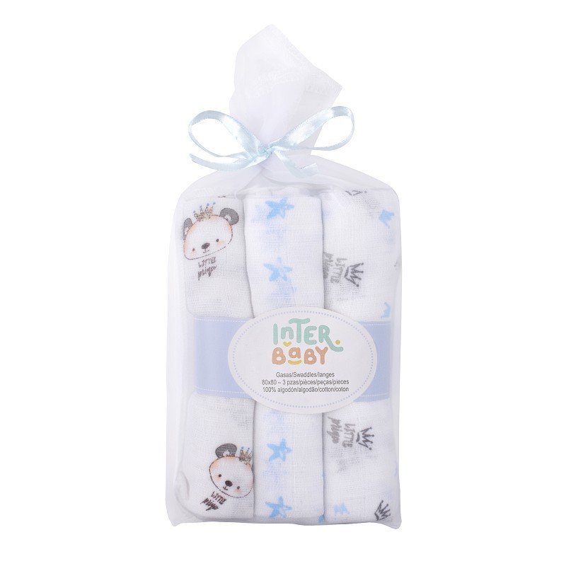 Pack de 3 Gasas Estampadas Interbaby