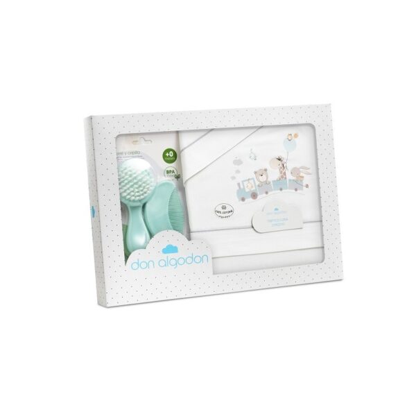 Triptico para cuna+Kit peine y cepillo Jirafa tren-D3198-Interbaby Color Blanco/Verde - Imagen 2