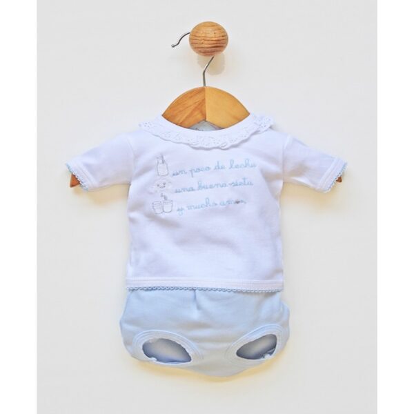 Conjunto corto bebé algodón cuello volante - Popys - Imagen 2