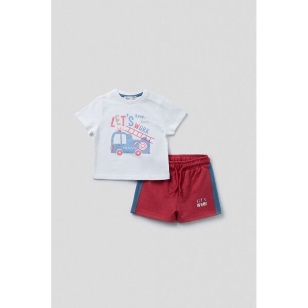 Conjunto corto de 2 piezas bebé niño auto crazy