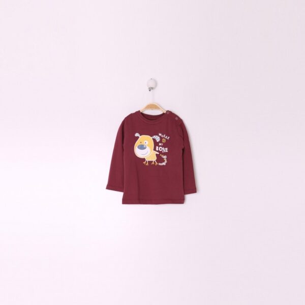 Camiseta Manga Larga Bebe Niño Color Burdeos - Imagen 3