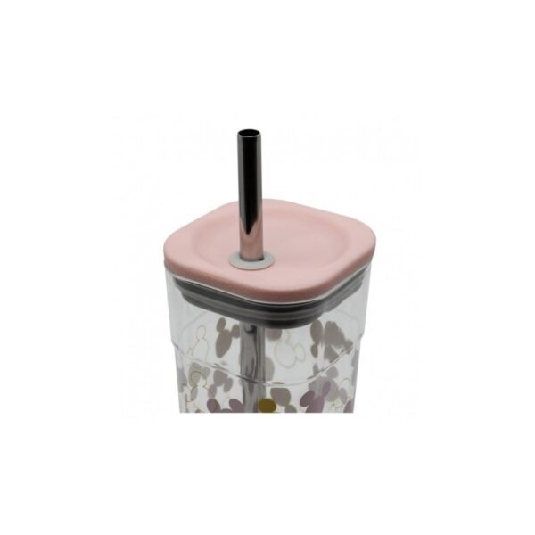 Vaso acrilico cube con pajita de acero inoxidable 540 ml Mickey